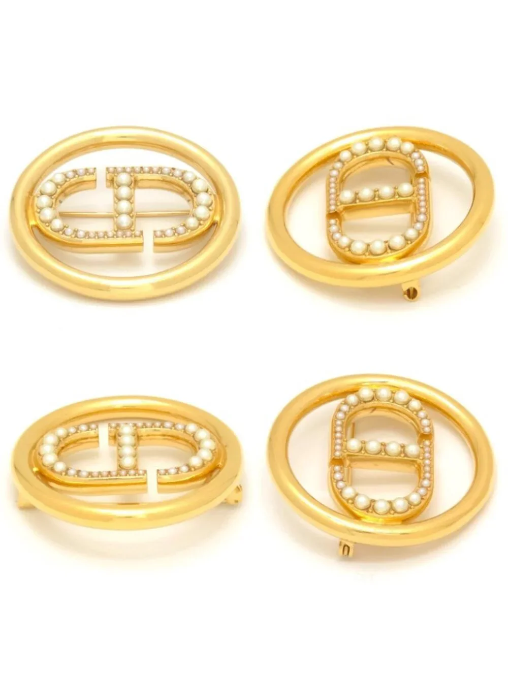 Dior 30 Montaigne CD Brooch Resin Pearl CD Signature Gold-Tone Metal